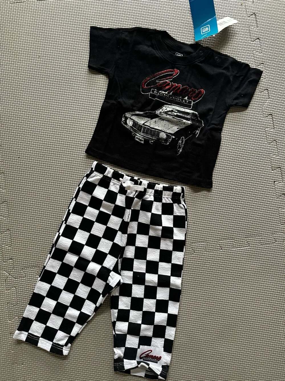 Chevrolet Camaro Baby Boys 2-Piece T-Shirt and Checkered Pants Set, Size 6-9M